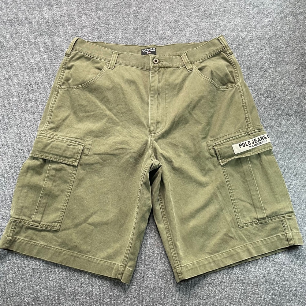 Polo Jeans Co Ralph Lauren Cargo Shorts Mens 38 Olive Green Utility Cotton